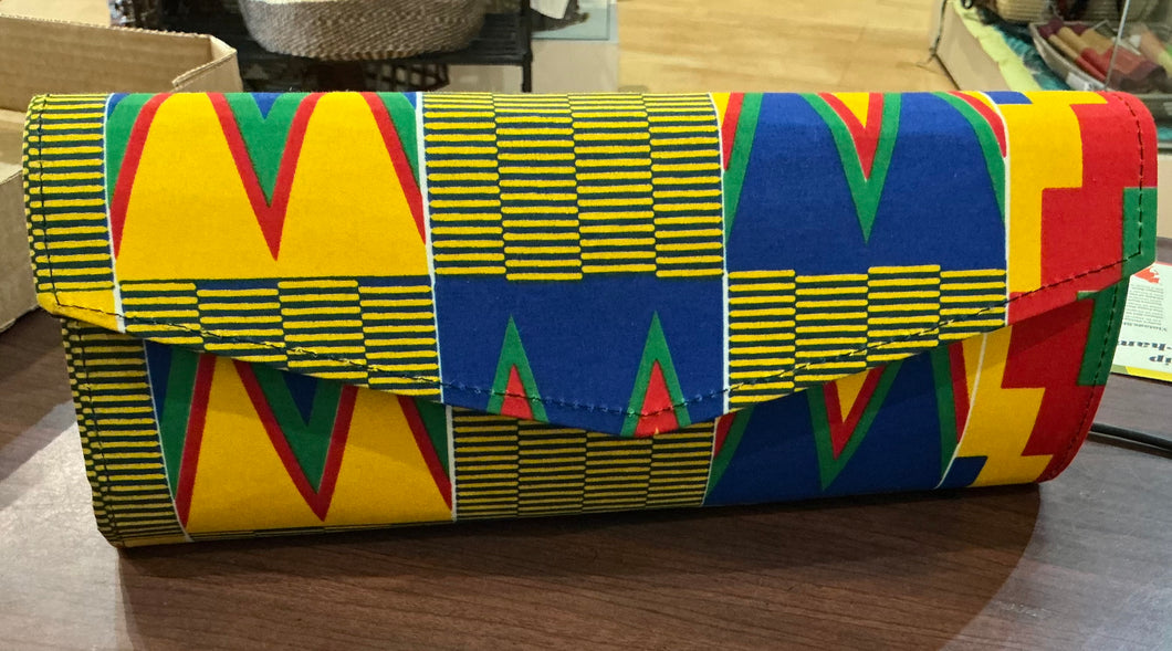 Kente patterned clutch