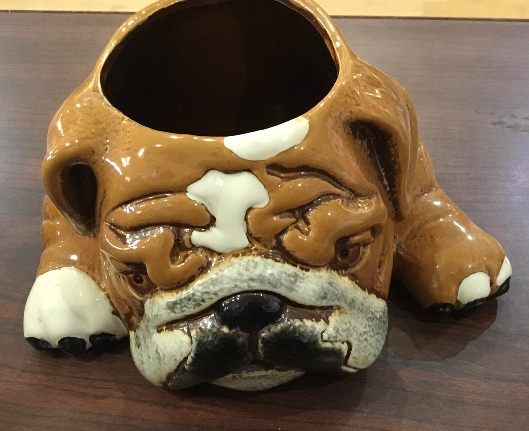 Ceramic bulldog planter