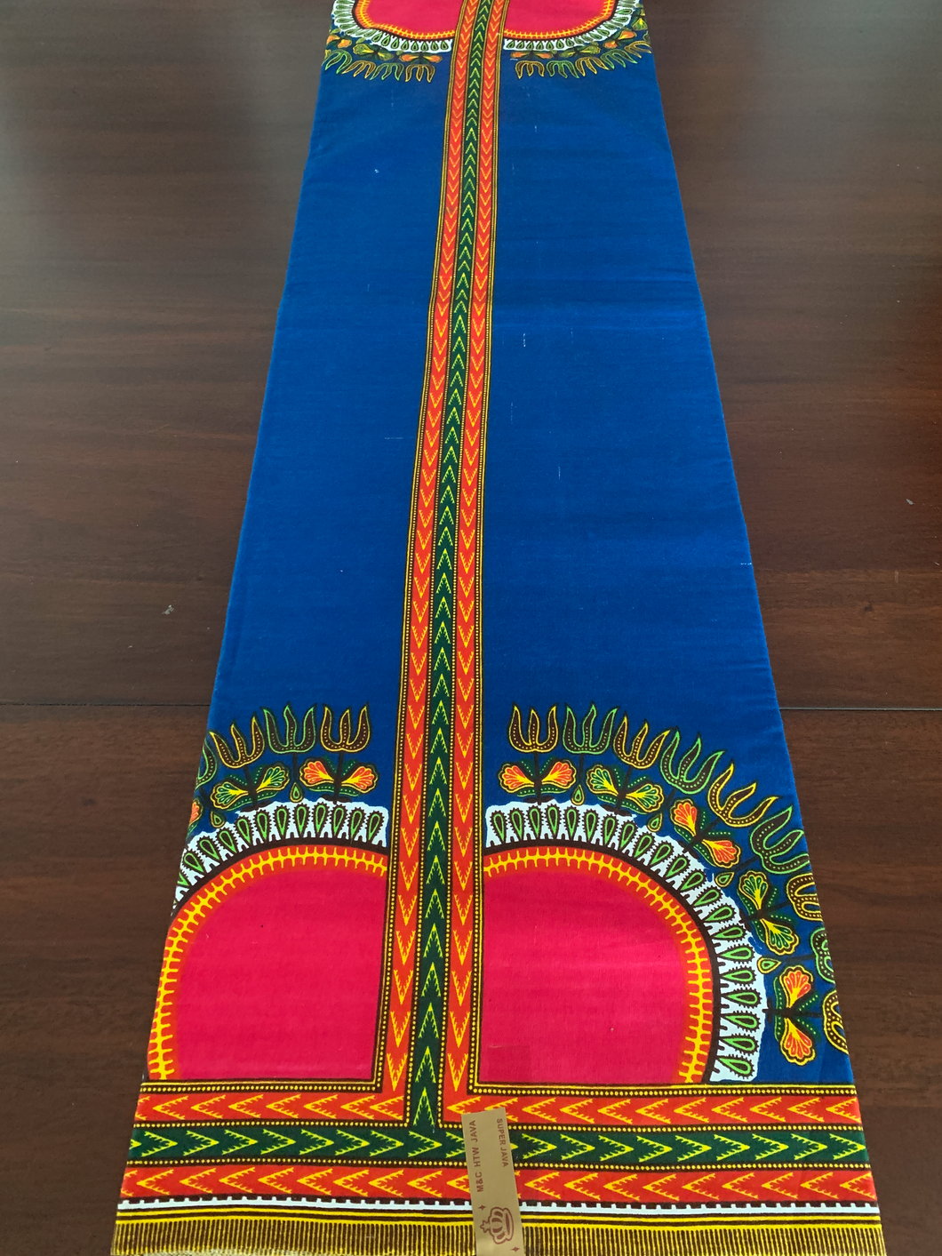 Red and blue dashiki fabric