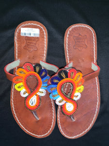Beaded Leather Sandals