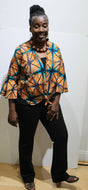 Wrap Blouse Orange and Teal