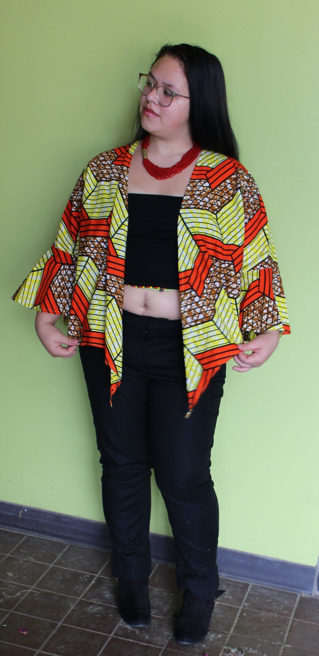 Wrap Blouse Red and Yellow