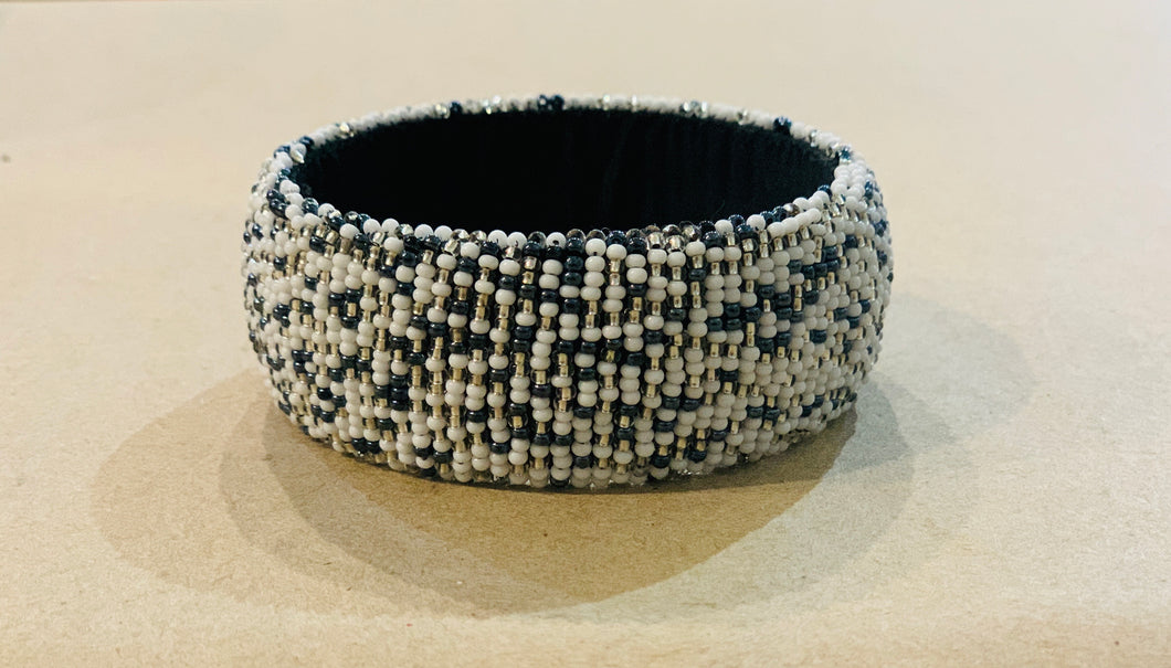 White and Blue Beaded Bracelet