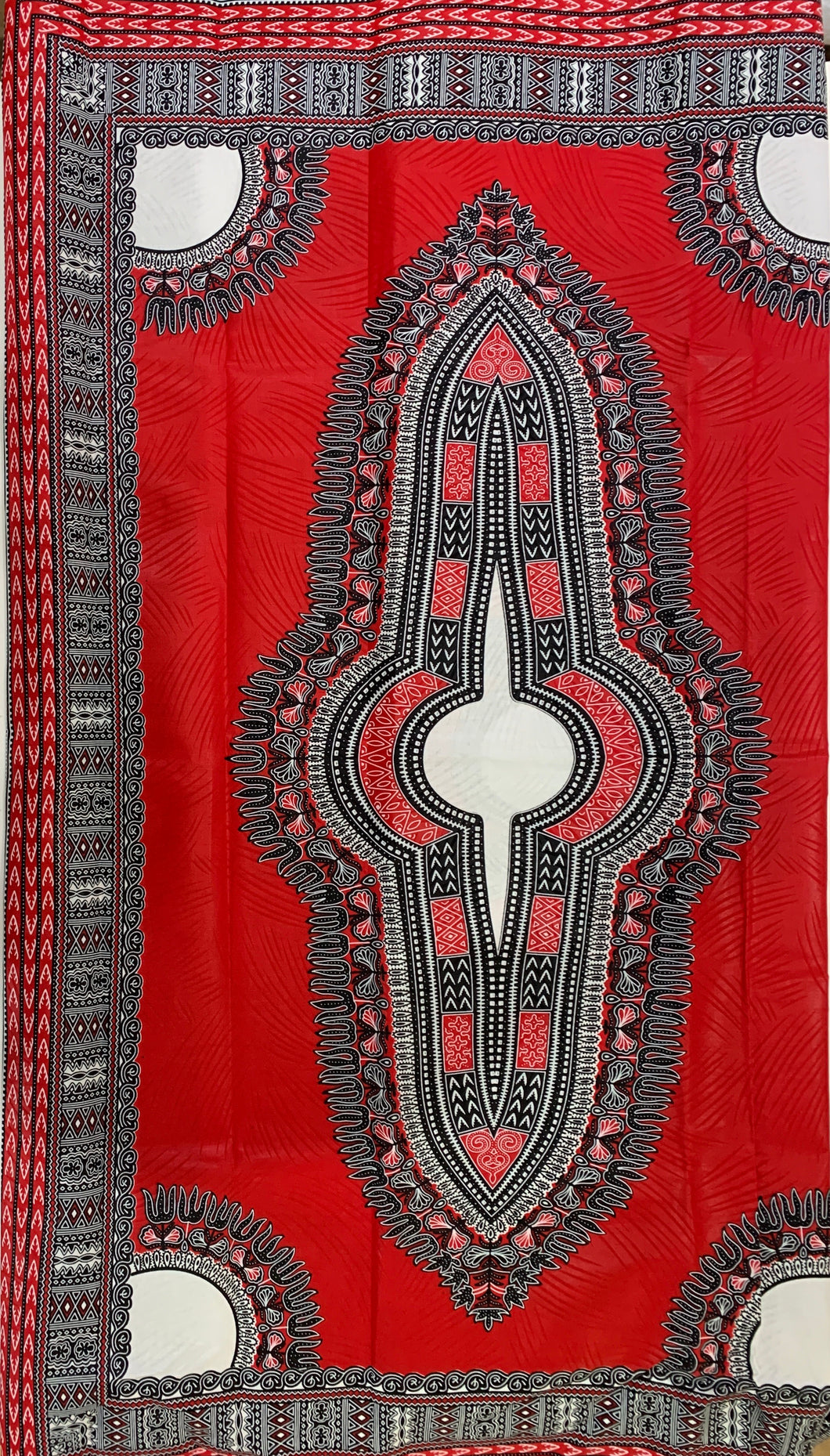 Red and White Dashiki Fabric