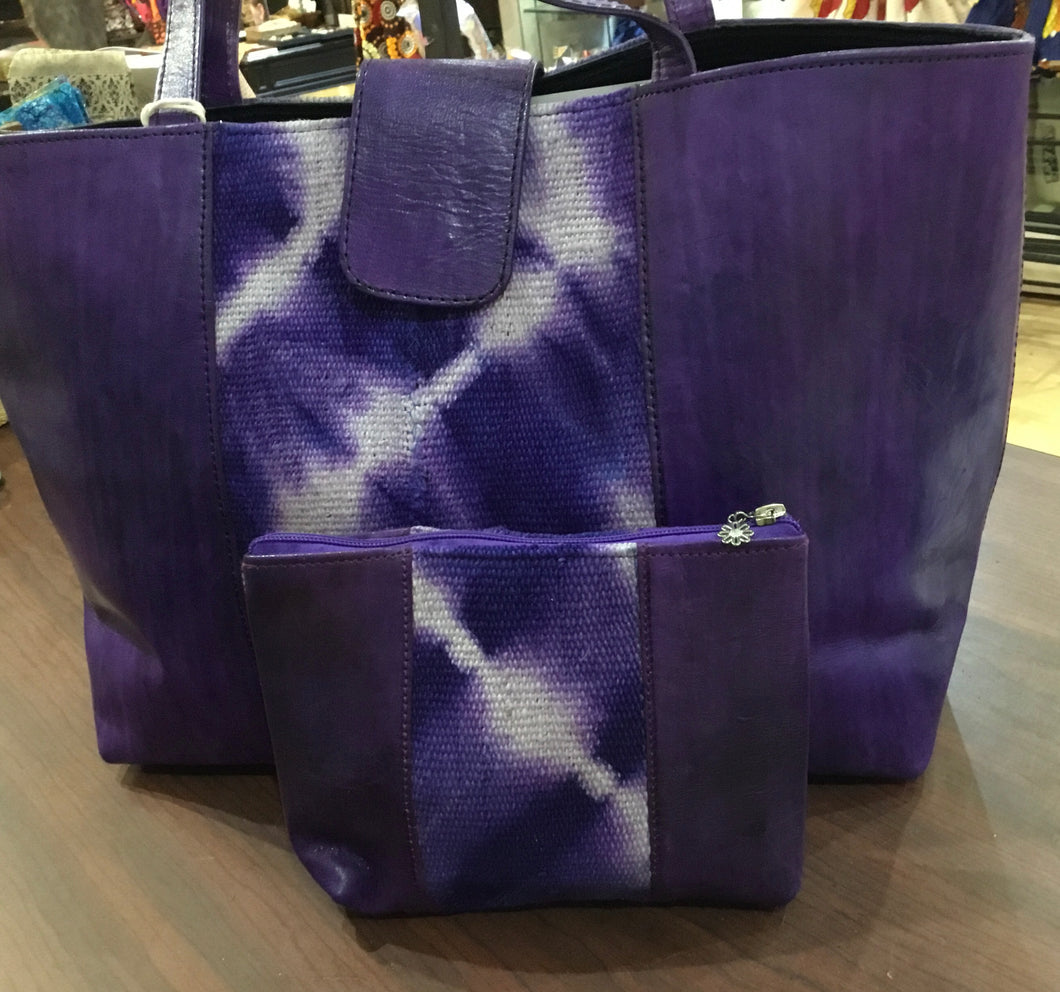 Purple Mudcloth Bag Set