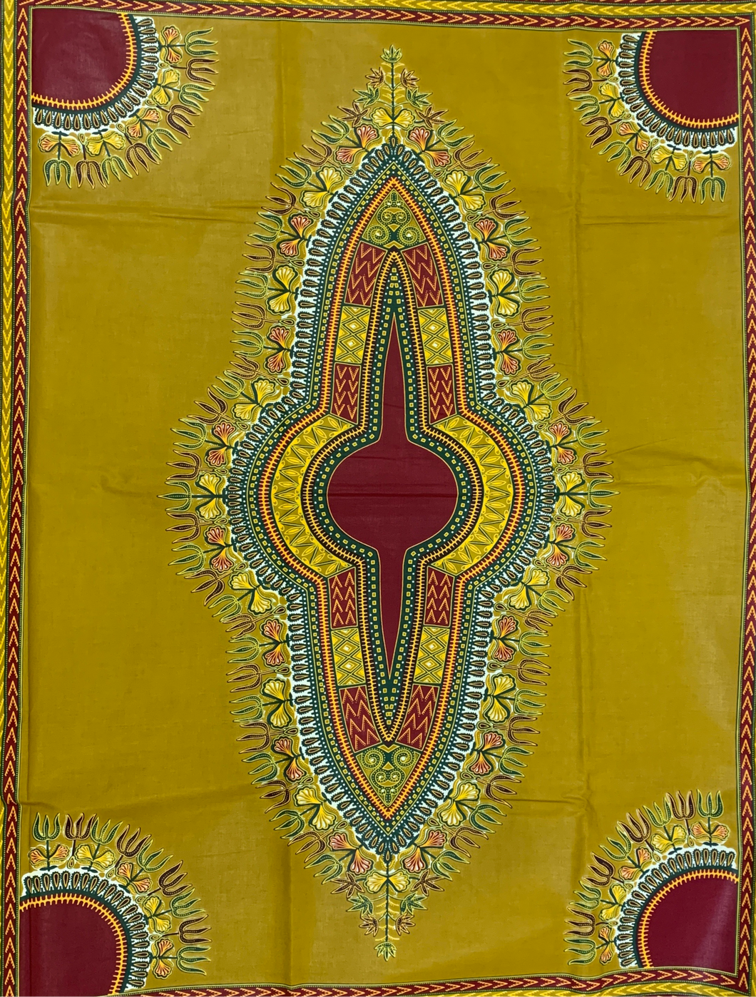 Gold and Maroon Dashiki Fabric