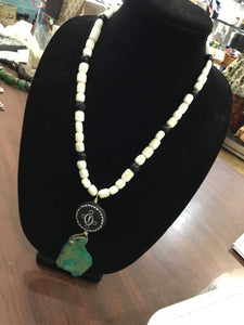 Men's Necklace-TealBlkWht