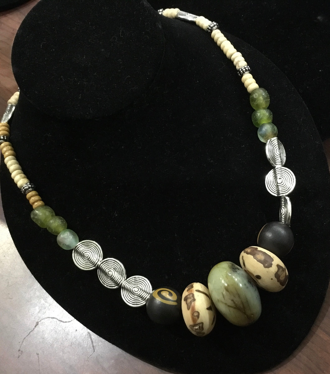 Jade and Wood Necklace