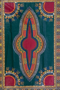 Green and Maroon Dashiki Fabric