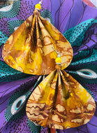 Yellow Leather Fan Tie Dye Earrings