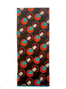 Brown Fabric with Orange and Purple Circles