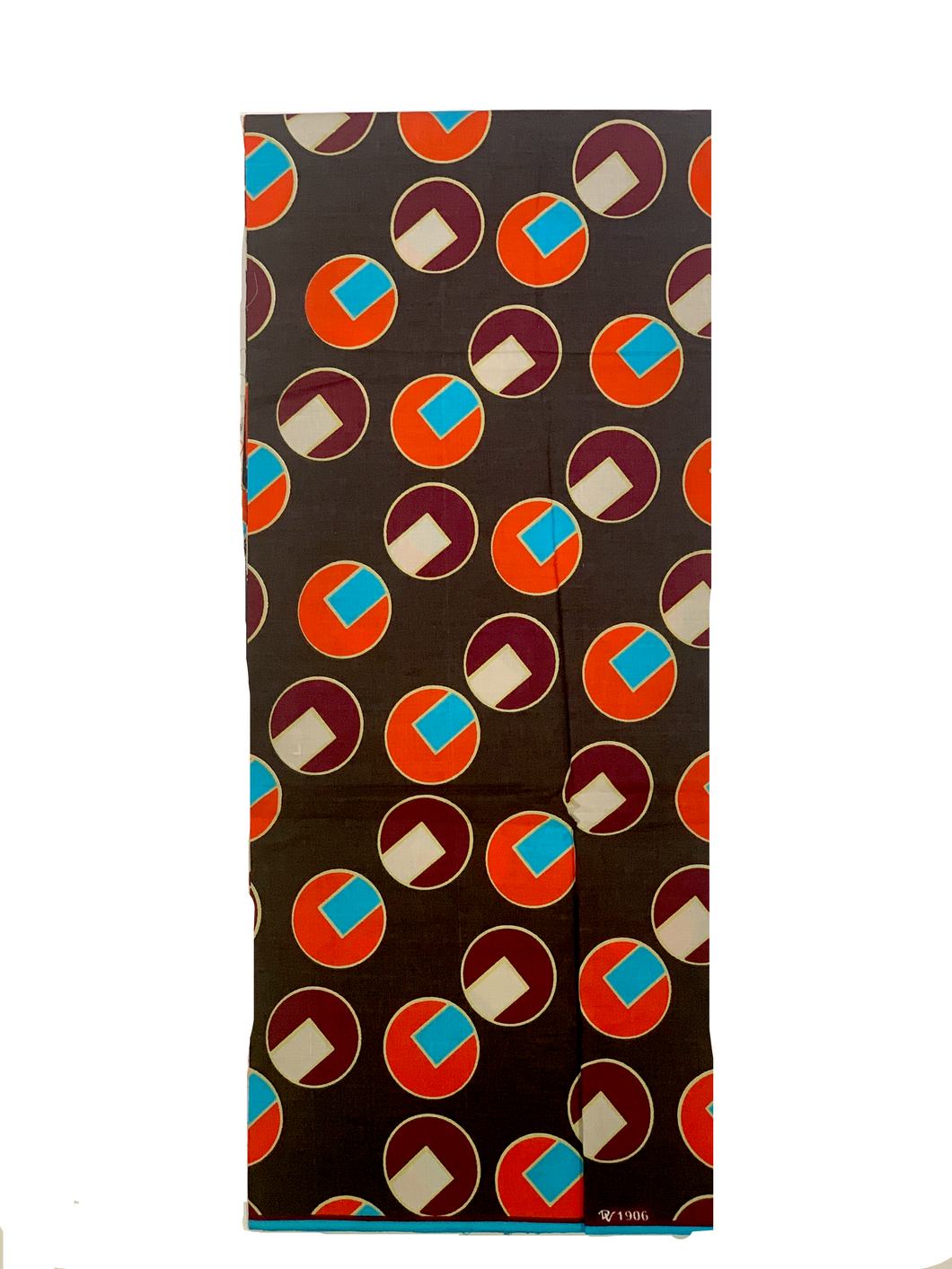 Brown Fabric with Orange and Purple Circles