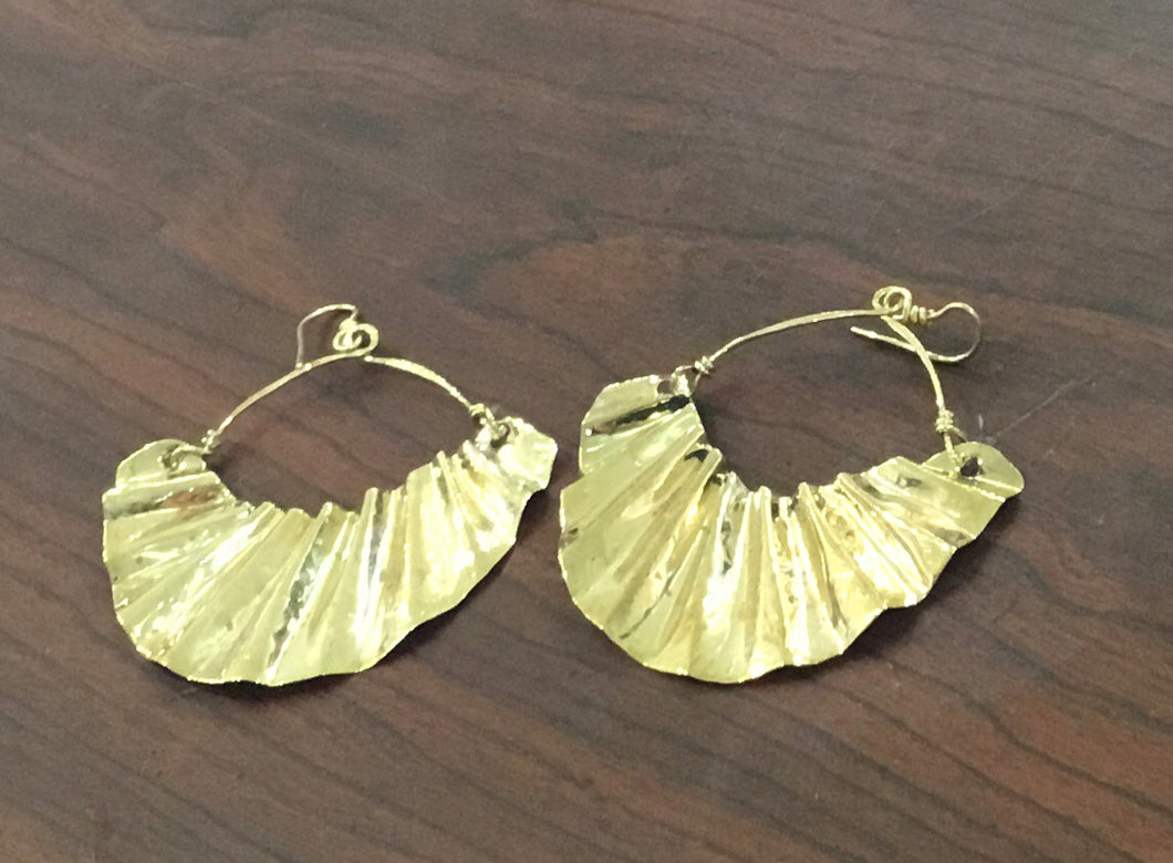 Brass Fan Earrings