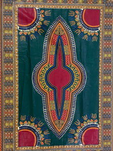 Green and Maroon Dashiki Fabric