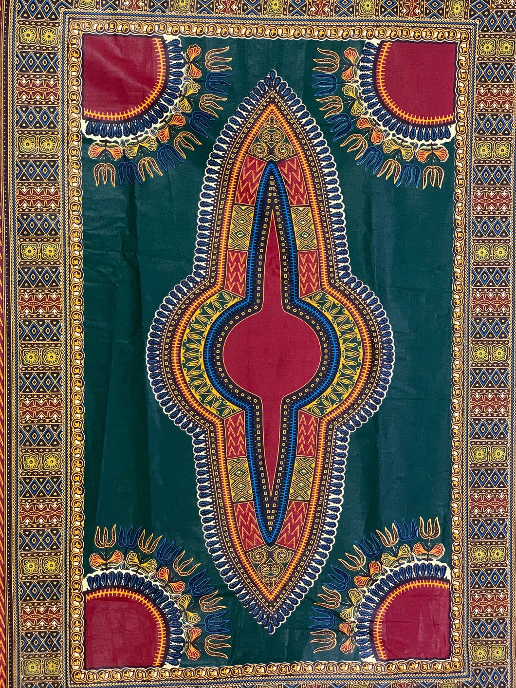 Green and Maroon Dashiki Fabric