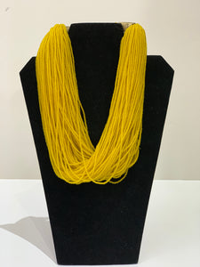 Yellow Beaded Strand Necklace