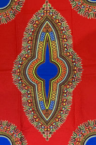 Red and Blue Dashiki Fabric