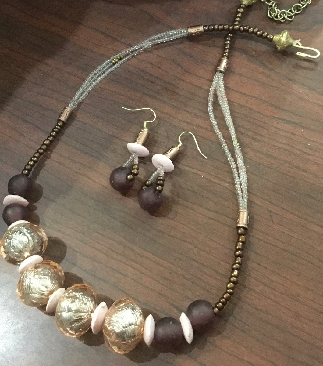 Champagne Necklace and Earring set