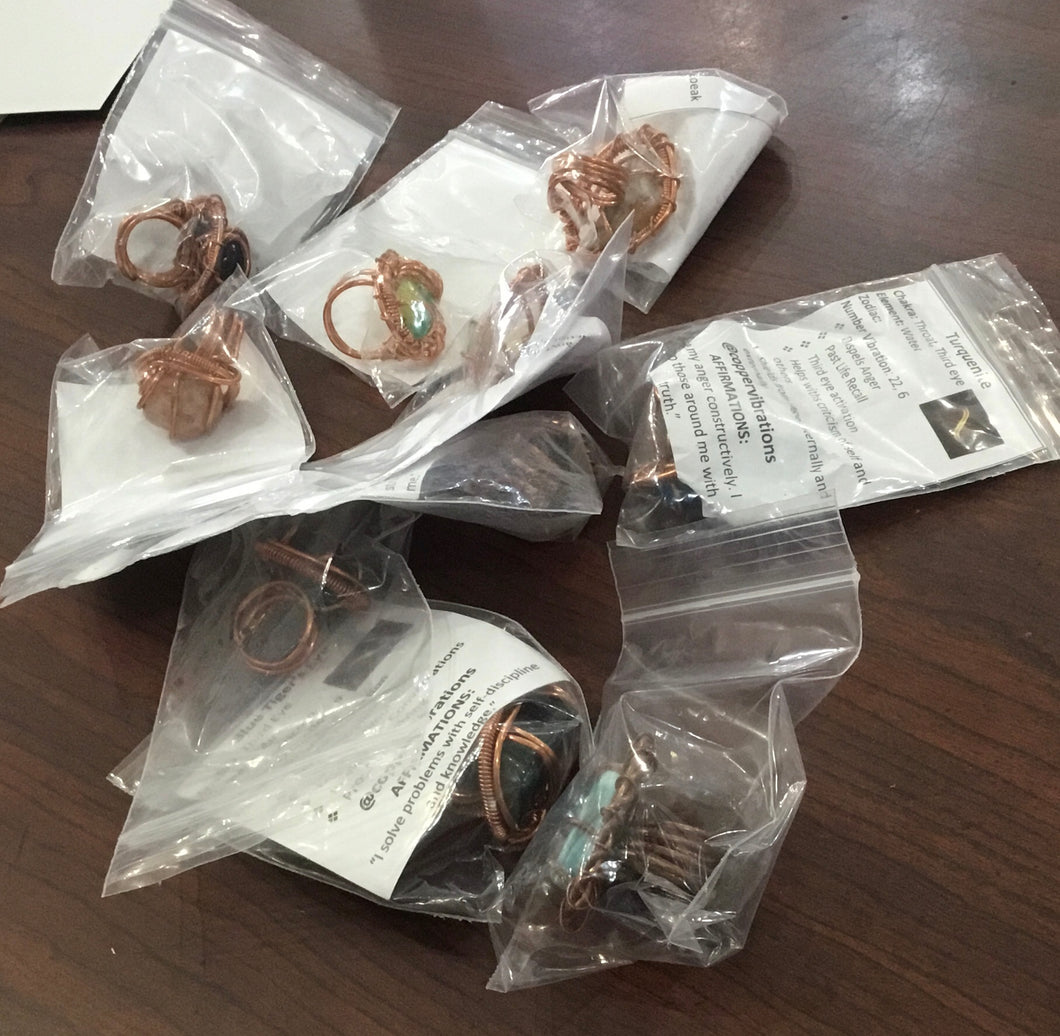 Copper and Crystal Rings