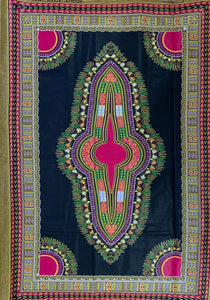 Black and Pink Dashiki Fabric